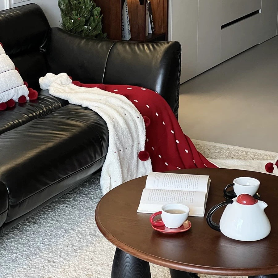 Dotted Half Edge Fleece Blanket A Maternity-grade Christmas Blanket Red Autumn Winter Thickened Double-sided Nap Blanket