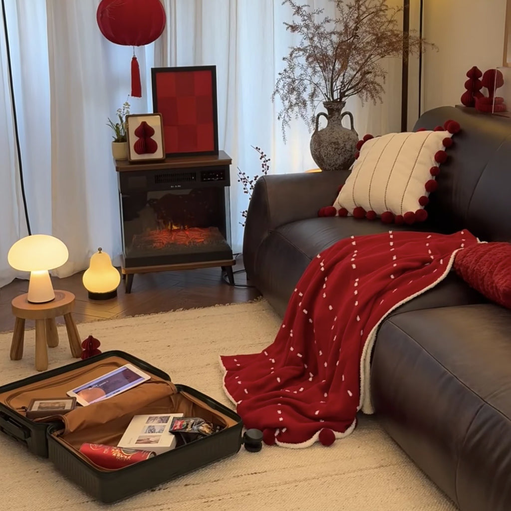 Dotted Half Edge Fleece Blanket A Maternity-grade Christmas Blanket Red Autumn Winter Thickened Double-sided Nap Blanket