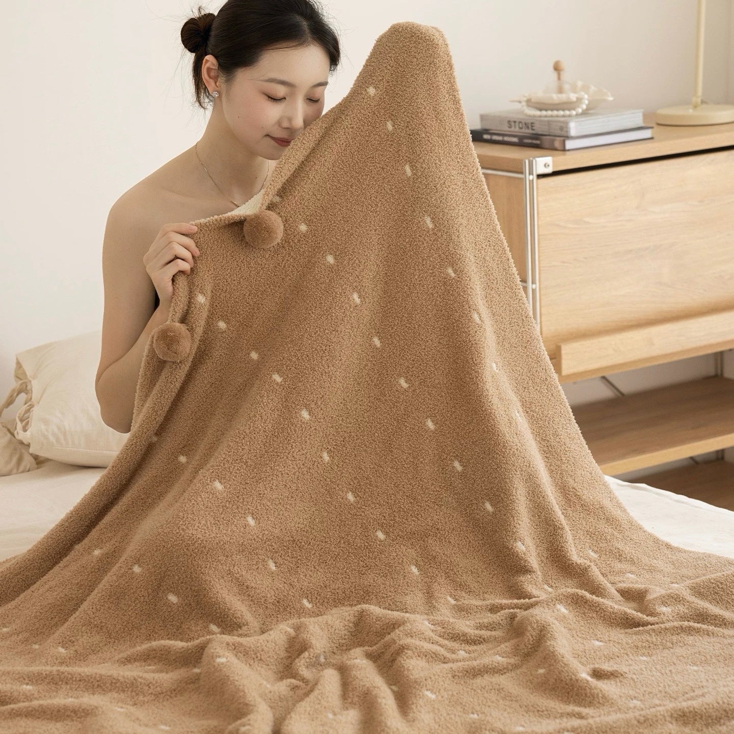 Dotted Half Edge Fleece Blanket A Maternity-grade Christmas Blanket Red Autumn Winter Thickened Double-sided Nap Blanket