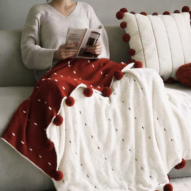 Dotted Half Edge Fleece Blanket A Maternity-grade Christmas Blanket Red Autumn Winter Thickened Double-sided Nap Blanket