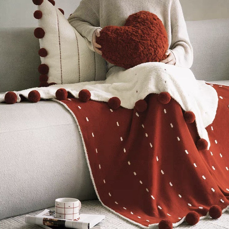 Dotted Half Edge Fleece Blanket A Maternity-grade Christmas Blanket Red Autumn Winter Thickened Double-sided Nap Blanket