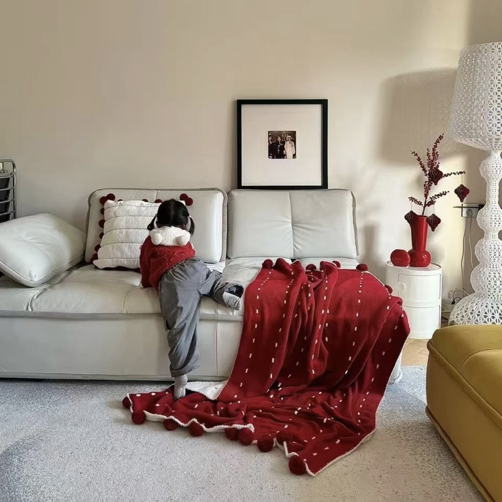 Dotted Half Edge Fleece Blanket A Maternity-grade Christmas Blanket Red Autumn Winter Thickened Double-sided Nap Blanket