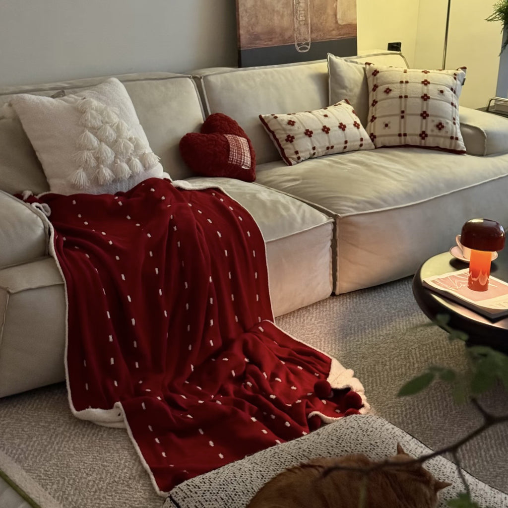Dotted Half Edge Fleece Blanket A Maternity-grade Christmas Blanket Red Autumn Winter Thickened Double-sided Nap Blanket