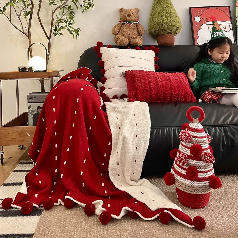 Dotted Half Edge Fleece Blanket A Maternity-grade Christmas Blanket Red Autumn Winter Thickened Double-sided Nap Blanket