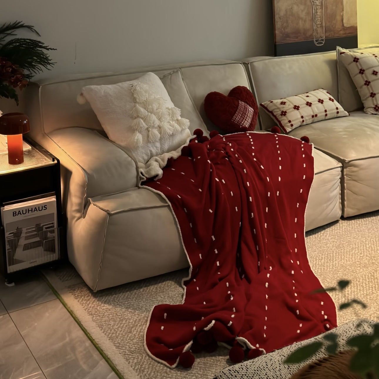 Dotted Half Edge Fleece Blanket A Maternity-grade Christmas Blanket Red Autumn Winter Thickened Double-sided Nap Blanket